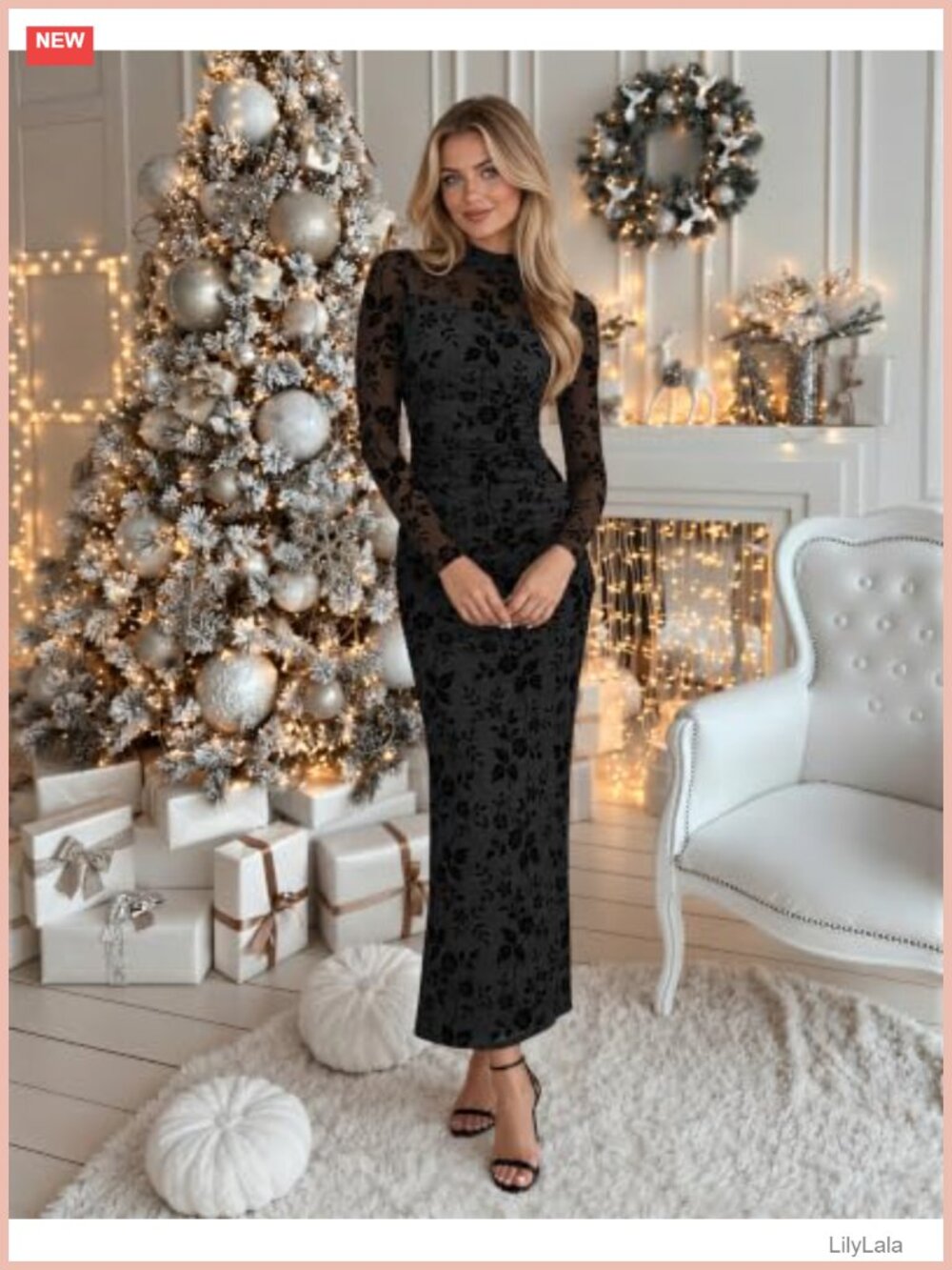 Long Sleeve Floral Bodycon Ruched Mesh Maxi Dress Formal Party Wedding Guest - Picture 3 of 6